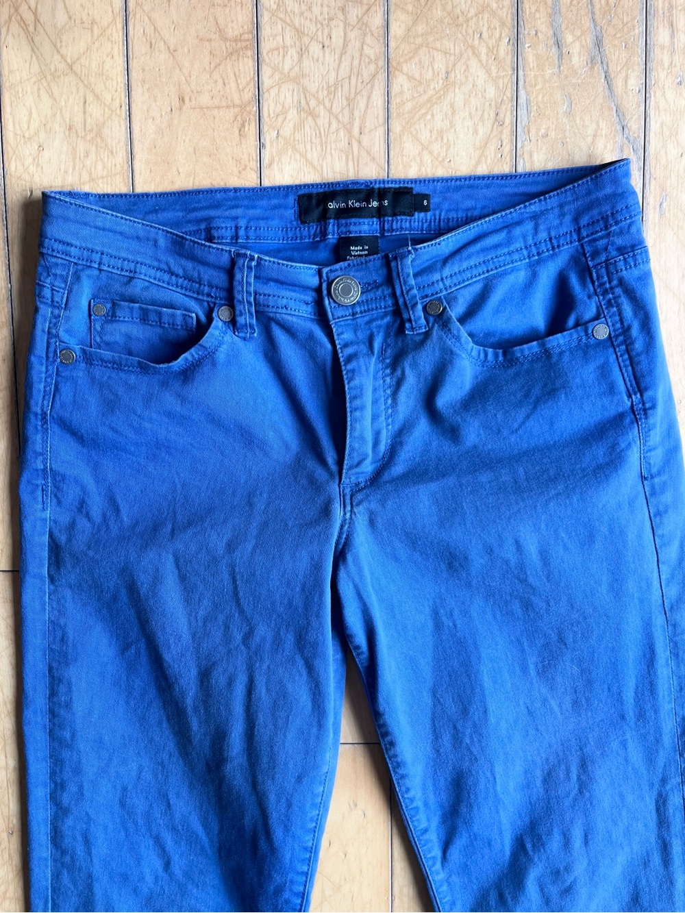 Calvin Klein Cropped Blue Slim Pants Size 6 - Picture 3 of 8